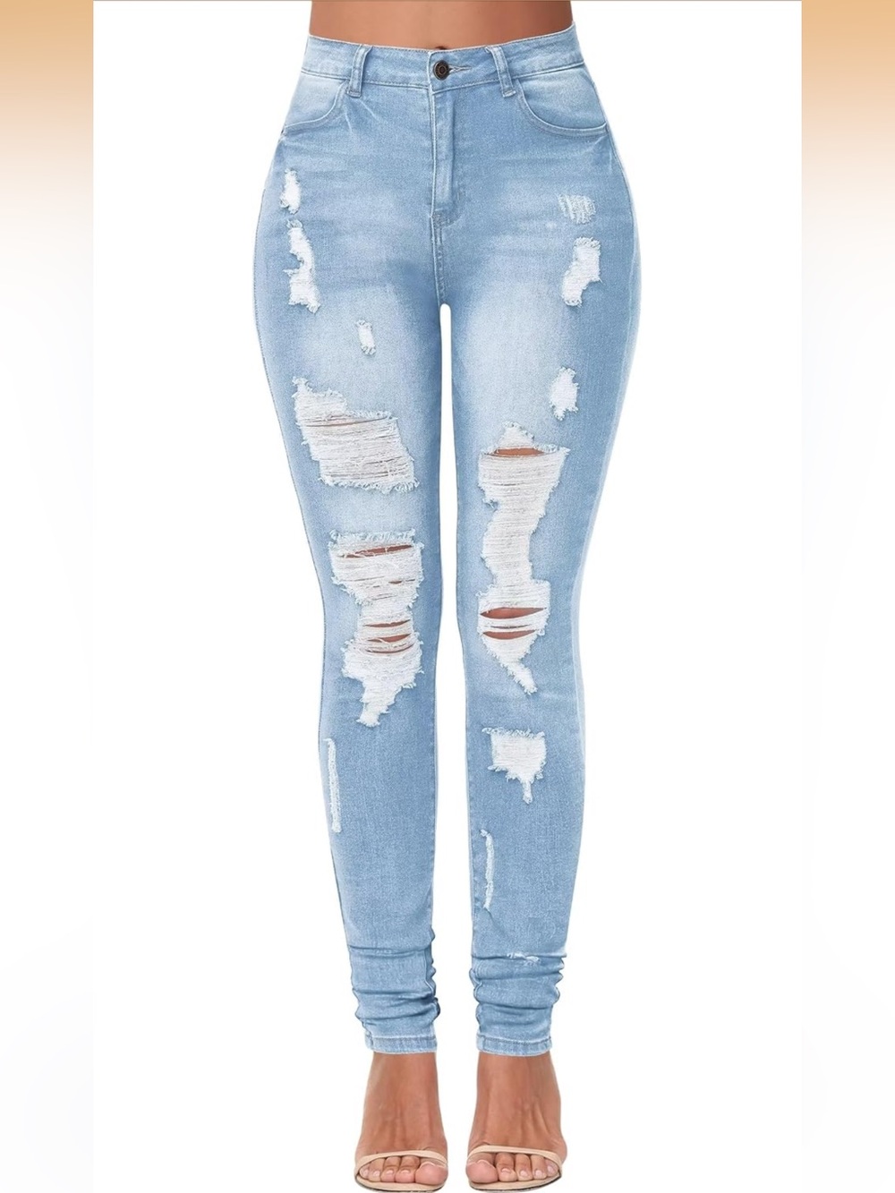 Like New! Sky Blue Distressed Skinny Jeans- Size 10